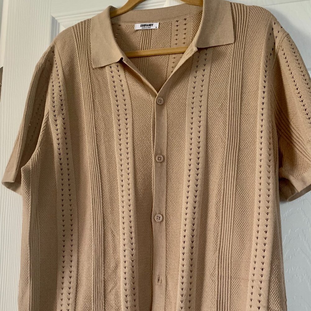 NWT 2 Mens Coofandy Knit Button Up Shirts